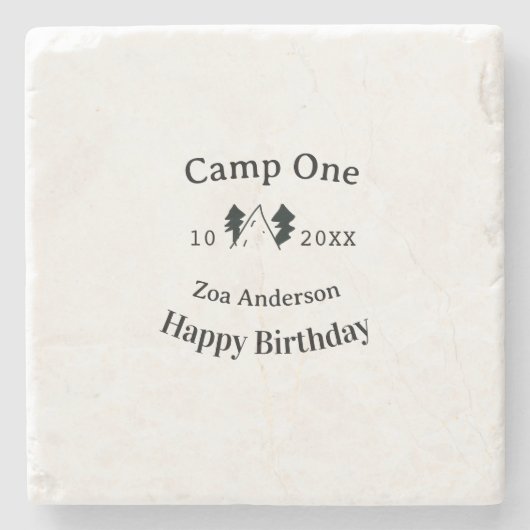 キャンプ1歳の誕生日 名前 日付 キャンプアドベンチャー ストーンコースター (正面)