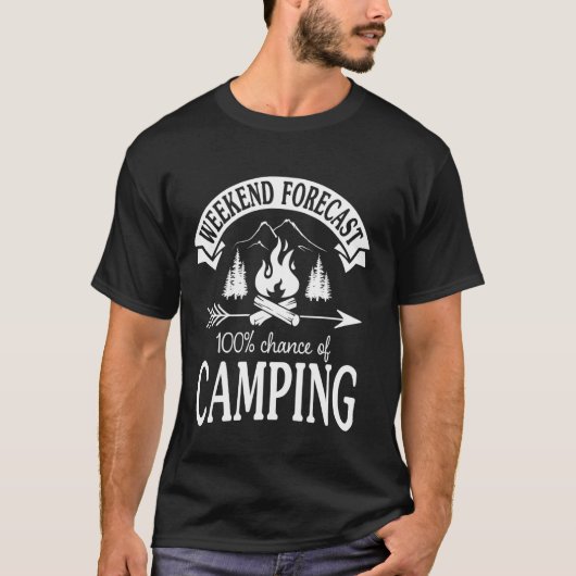 キャンプ100%の週末予報 キャンパー Tシャツ (正面)