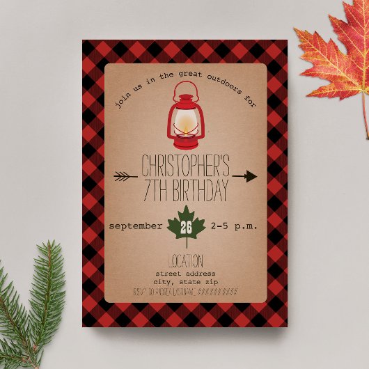 キャンプ/アウトドアワイルダネスバースデーパーティー 招待状