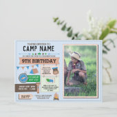 キャンプ キャンプアウト フォト バースデー パーティー 男の子 ご招待 招待状 (スタンド正面)