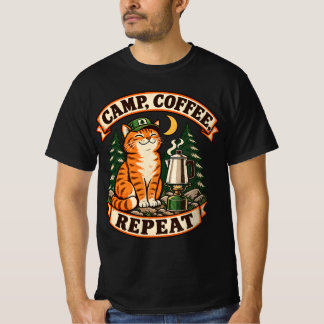 キャンプ コーヒー リピート キャンプ ネコ Tシャツ リバーシブル