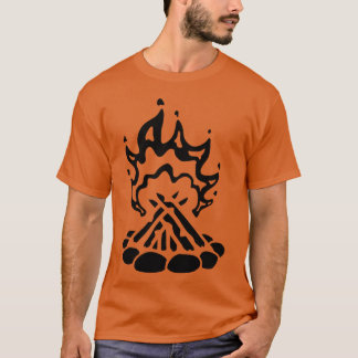 キャンプ ストーン キャンプファイヤー 火 友達 Tシャツ