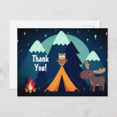 キャンプ、テント、ウッドランド動物の山ありがとう ポストカード (正面/裏面)