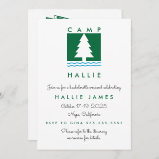 キャンプ・バチェロレッテ・バッチ・ウィークエンドの予定 招待状