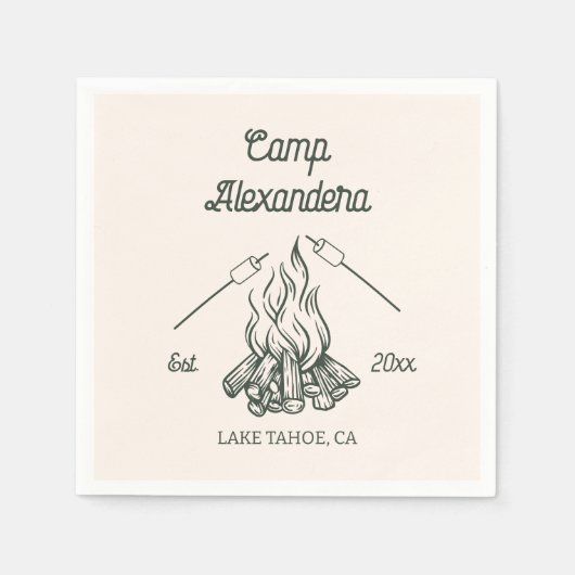 キャンプ・バチェロレッテ・パーティー スタンダードカクテルナプキン (正面)