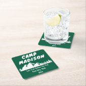 キャンプ・バチェロレッテ・パーティー・マウンテン・ブライダル・シャワー スクエアペーパーコースター (インサイチュ)