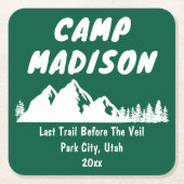 キャンプ・バチェロレッテ・パーティー・マウンテン・ブライダル・シャワー スクエアペーパーコースター (正面)