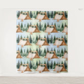 キャンプ ファイヤー ピット キャンプファイヤー マシュマロ 焚き火 アウトドア 誕生日 タペストリー (正面)