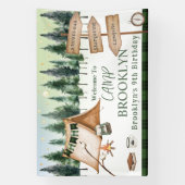 キャンプ ファイヤー ピット 焚き火 スモア アウトドア 誕生日 横断幕 (縦)