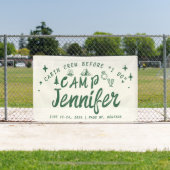 キャンプ ブライズメイド キャビン 仲間 私 結婚する 緑 手描き 横断幕 (インサイチュ)