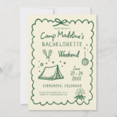 キャンプ ブライズ バチェロレッテ ボウ 手描き キャンピング イテリナリー 招待状 (正面)