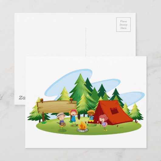 キャンプ ポストカード (正面/裏面)