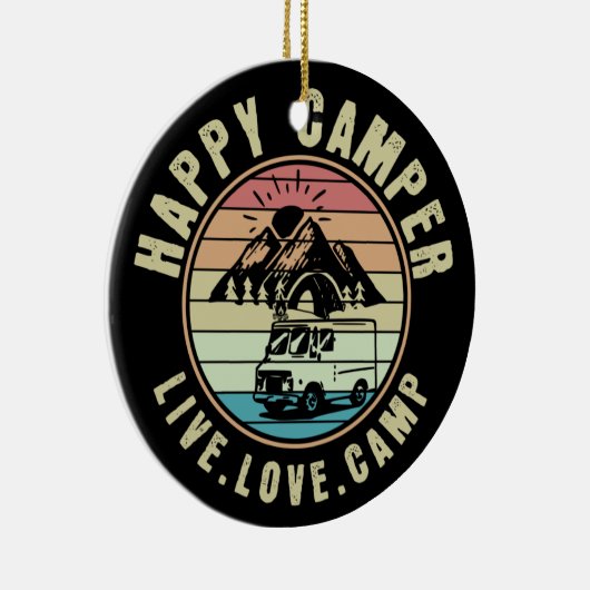 キャンプ – ライブ。愛.キャンプアウトドア セラミックオーナメント (右)
