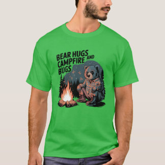 キャンプ 動物 熊 面白いTシャツ デザイン 楽しい Tシャツ