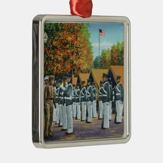 キャンプ、形成の兵士の点検 メタルオーナメント (右)