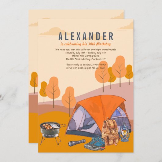 キャンプ 招待状 (正面/裏面)