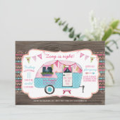 キャンプ 誕生日パーティー招待状 - ガール グランピング 招待状 (スタンド正面)