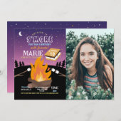 キャンプS'moreパーティーキャンプファイヤーガールズ写真 招待状 (正面/裏面)