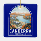 キャンベラオーストラリアトラベルアートヴィンテージ セラミックオーナメント (裏面)