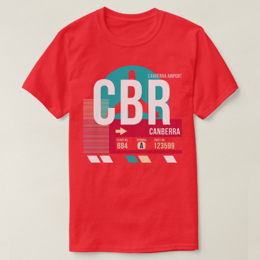 キャンベラオーストラリアCBR空港コード手荷物ラベル Tシャツ (デザイン正面)