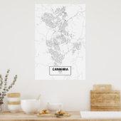 キャンベラ、オーストラリア(黒いオンホワイト) ポスター (キッチン)