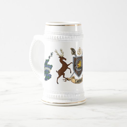 キャンベルクランバッジ付き/スタッグビールスタイン ビールジョッキ (正面左)