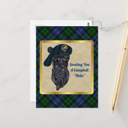 キャンベルクランバッジ&タータンチェックはがき ポストカード (正面/裏面インサイチュ)