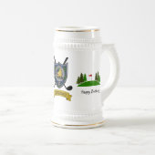 キャンベルクランバッジ&タータンチェックパーソナライズされたゴルフ ビールジョッキ (正面右)
