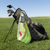 キャンベルクランバッジ&タータンチェック パーソナライズされた ゴルフタオル (グリーン)