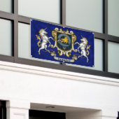 キャンベルクランバッジ&タータンチェック 横断幕 (ビルの外側)