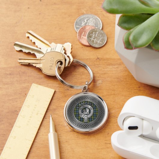 キャンベルクレスト&タータンチェックノットキーチェーン キーホルダー (デスク)