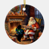 キャンベルスコッチドッグ&サンタパーソナライズされたー セラミックオーナメント (正面)