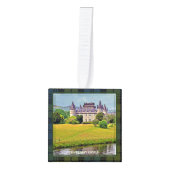 キャンベルスコティッシュクランキャッスルタータンチェッククリスマス キューブオーナメント (正面)