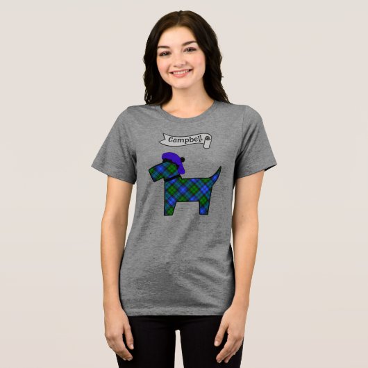 キャンベルタータン スコッティー犬 名入れ トライブレンドTシャツ (正面全面)