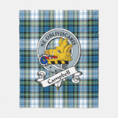 キャンベルドレス古代クランバッジタータンチェックプレイド フリースブランケット (正面)