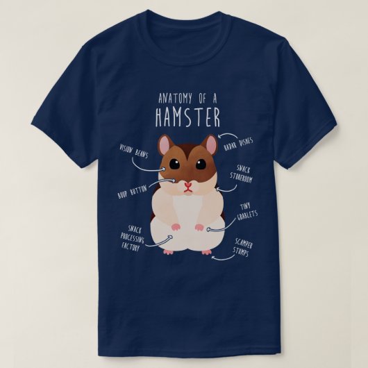 キャンベルドワーフハムスター解剖学 Tシャツ (デザイン正面)
