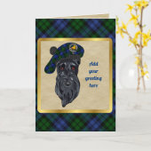 キャンベルバッジ&タータンチェックパーソナライズされたカード カード (黄色い花)