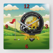 キャンベル氏バッジゴルフ スクエア壁時計 (正面)