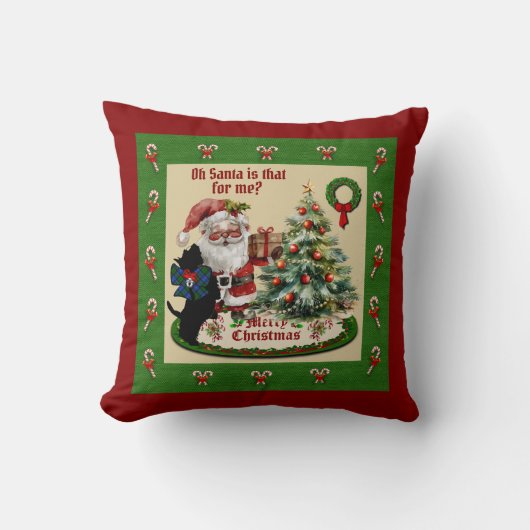 キャンベル&サンタパーソナライズされたクリスマス装飾用クッション クッション (正面)