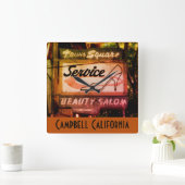 キャンベルCAヒストリックタウンスクエアヴィンテージサインスクア スクエア壁時計 (ホーム)