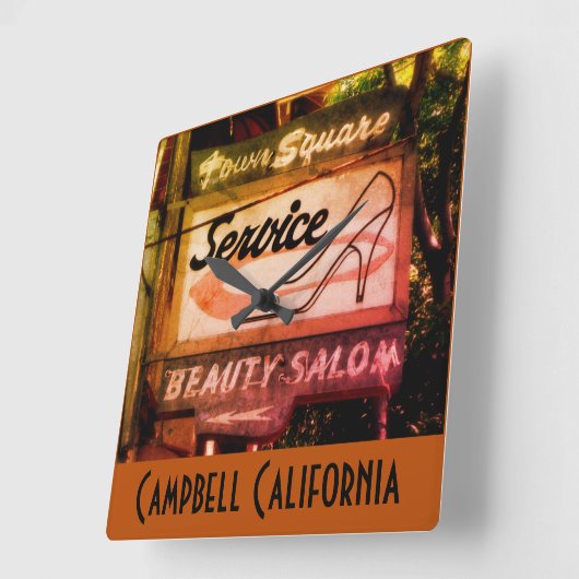 キャンベルCAヒストリックタウンスクエアヴィンテージサインスクア スクエア壁時計 (傾斜)