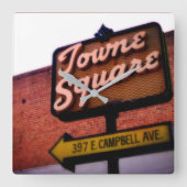 キャンベルCAヒストリックヴィンテージタウンスクエアスクエアワ スクエア壁時計 (正面)