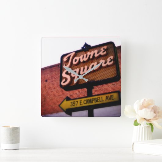 キャンベルCAヒストリックヴィンテージタウンスクエアスクエアワ スクエア壁時計 (ホーム)