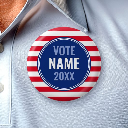 キャンペモダンーンデザイン名門私立校風のストライプ – 赤い青 缶バッジ