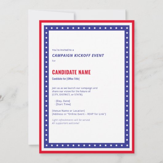 キャンペーンキックオフ政治イベント候補写真 招待状 (正面)
