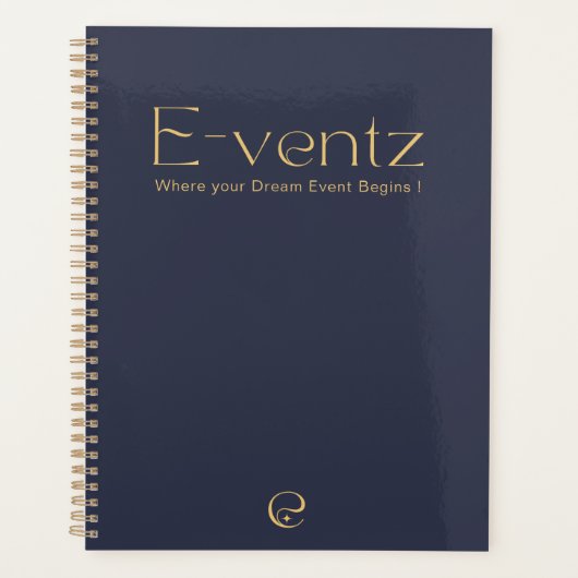 キャンペーンネイビーブルー&金ゴールドロゴマーケティング プランナー手帳 (正面)