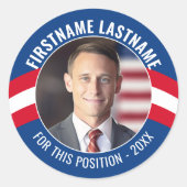 キャンペーンフォト(曲線タイプ) -赤白青 ラウンドシール (正面)