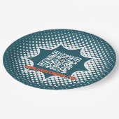 キャンペーンブルーQRコード清掃サービス ペーパープレート (アングル)