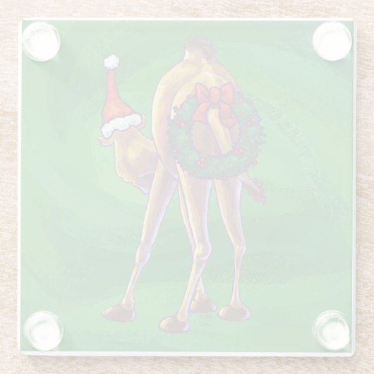 キャンメルクリスマスオングリーン ガラスコースター (裏面)