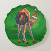 キャンメルクリスマスオングリーン ラウンドクッション (裏面)